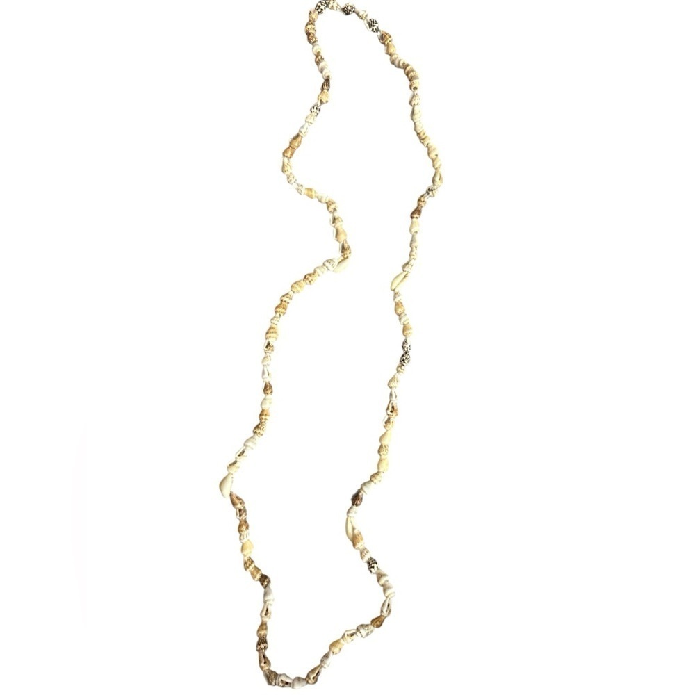 Long single strand shell necklace